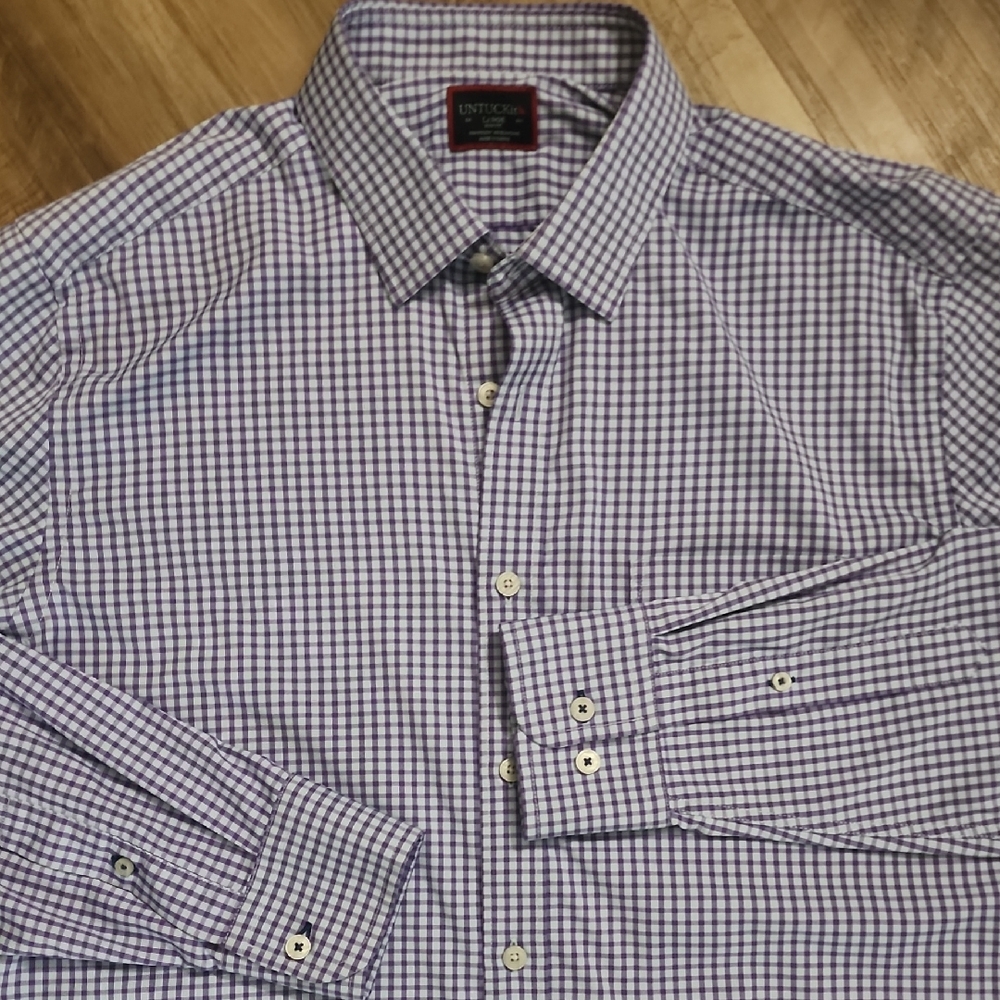 UNTUCKit Boundriotte Slim Fit Purple Checkered Button Down Shirt - Picture 2 of 13